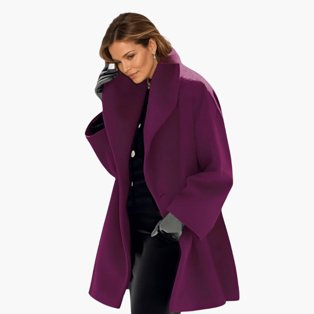 Manteau Femme avec Col Large et Coupe Longue