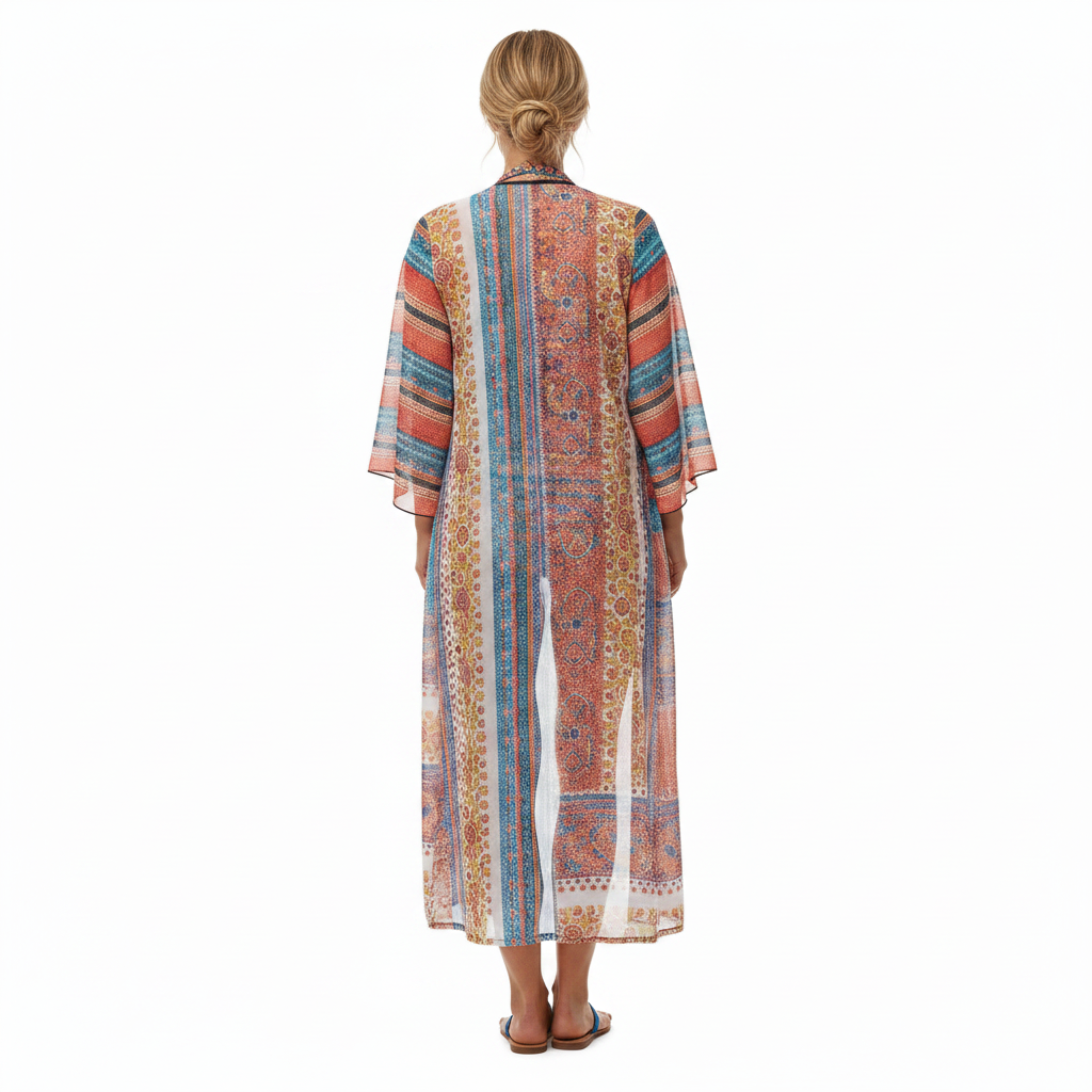 Ensemble de Bain 3 Pièces avec Culotte Taille Haute et Kimono de Plage