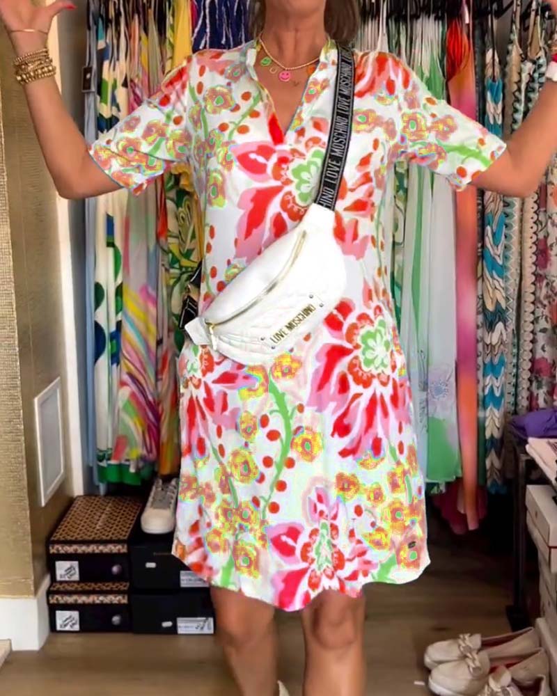 Federica™ - Robe à manches courtes avec imprimé floral