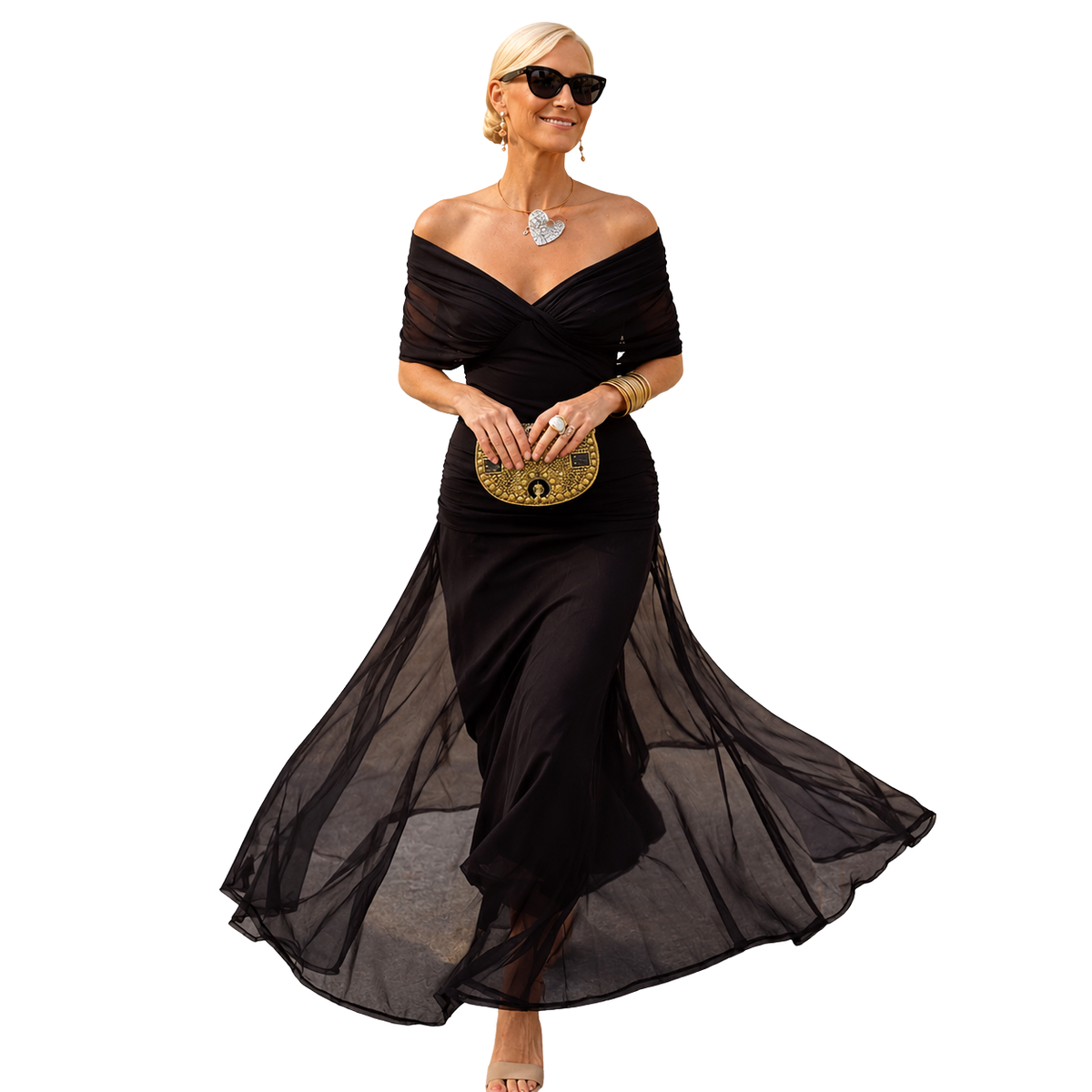 Clara | Robe de cocktail élégante pour femmes Maxi décolleté en V en chiffon