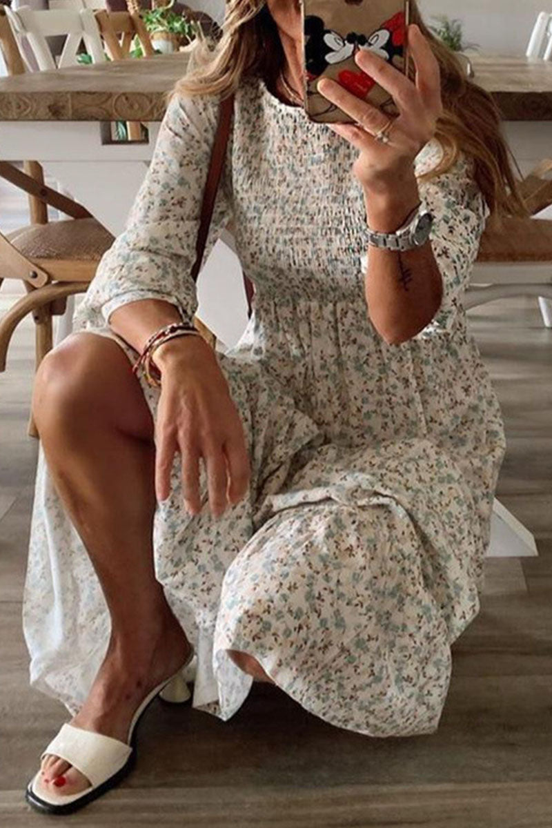 MW | Anna – Robes patchwork à imprimé urbain avec décolleté en O et coupe A