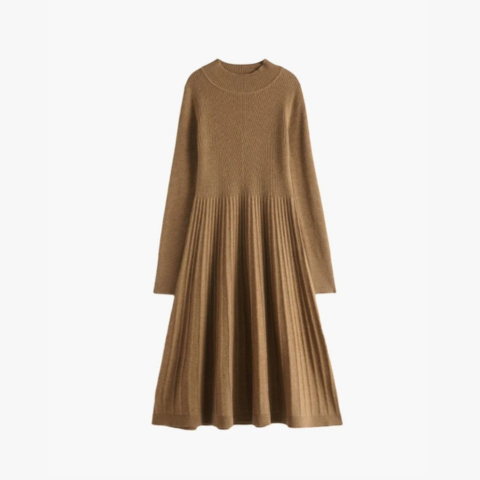 Robe en maille douce à manches longues pour femme | Midi