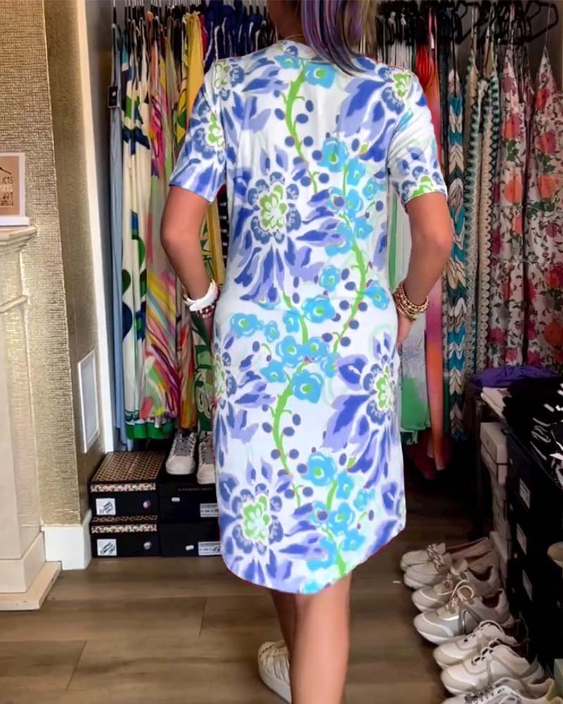 Federica™ - Robe à manches courtes avec imprimé floral