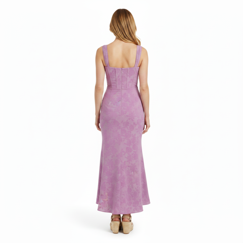 Robe Invitée de Mariage avec Corset et Jupe Sirène à Fleurs pour Femme