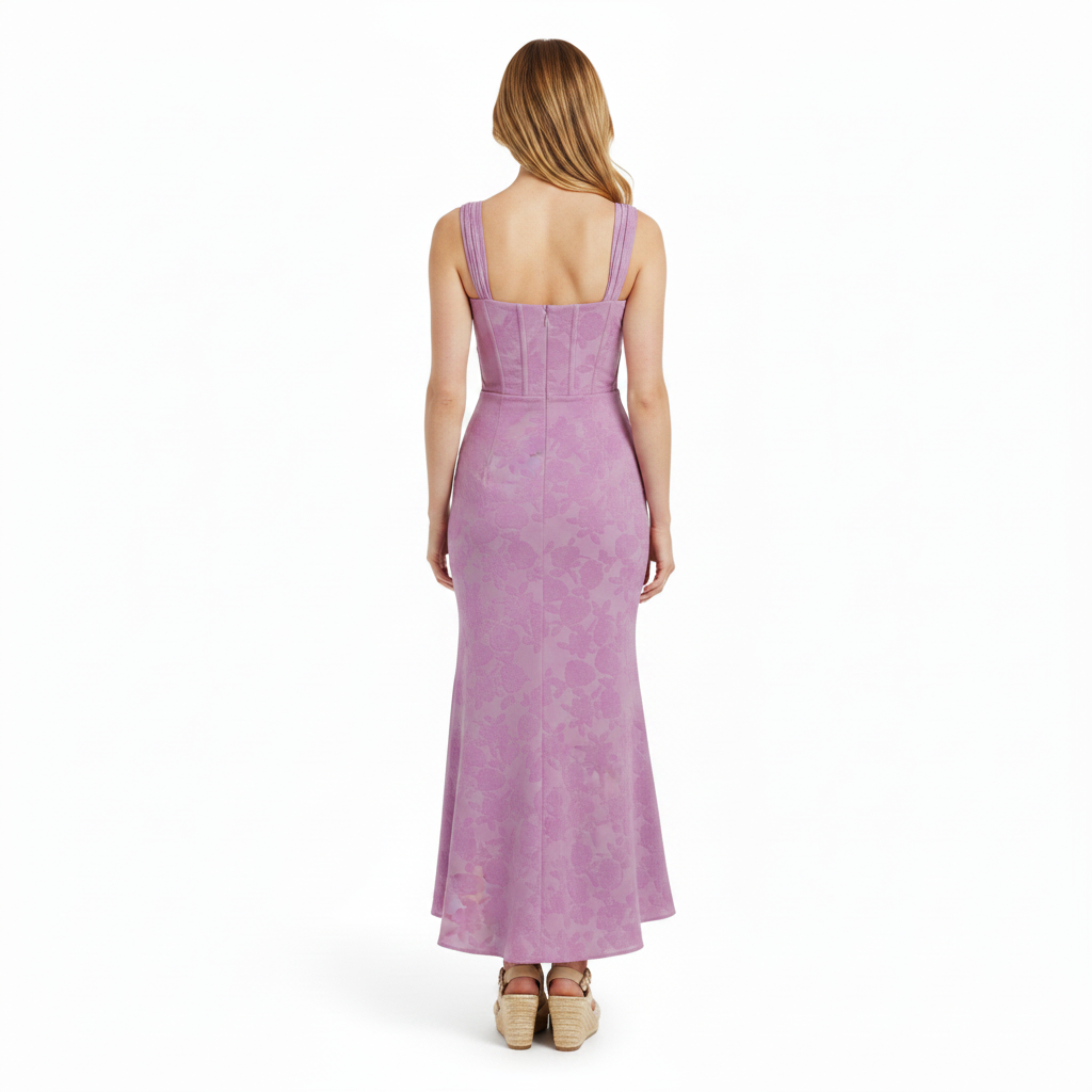 Robe Invitée de Mariage avec Corset et Jupe Sirène à Fleurs pour Femme