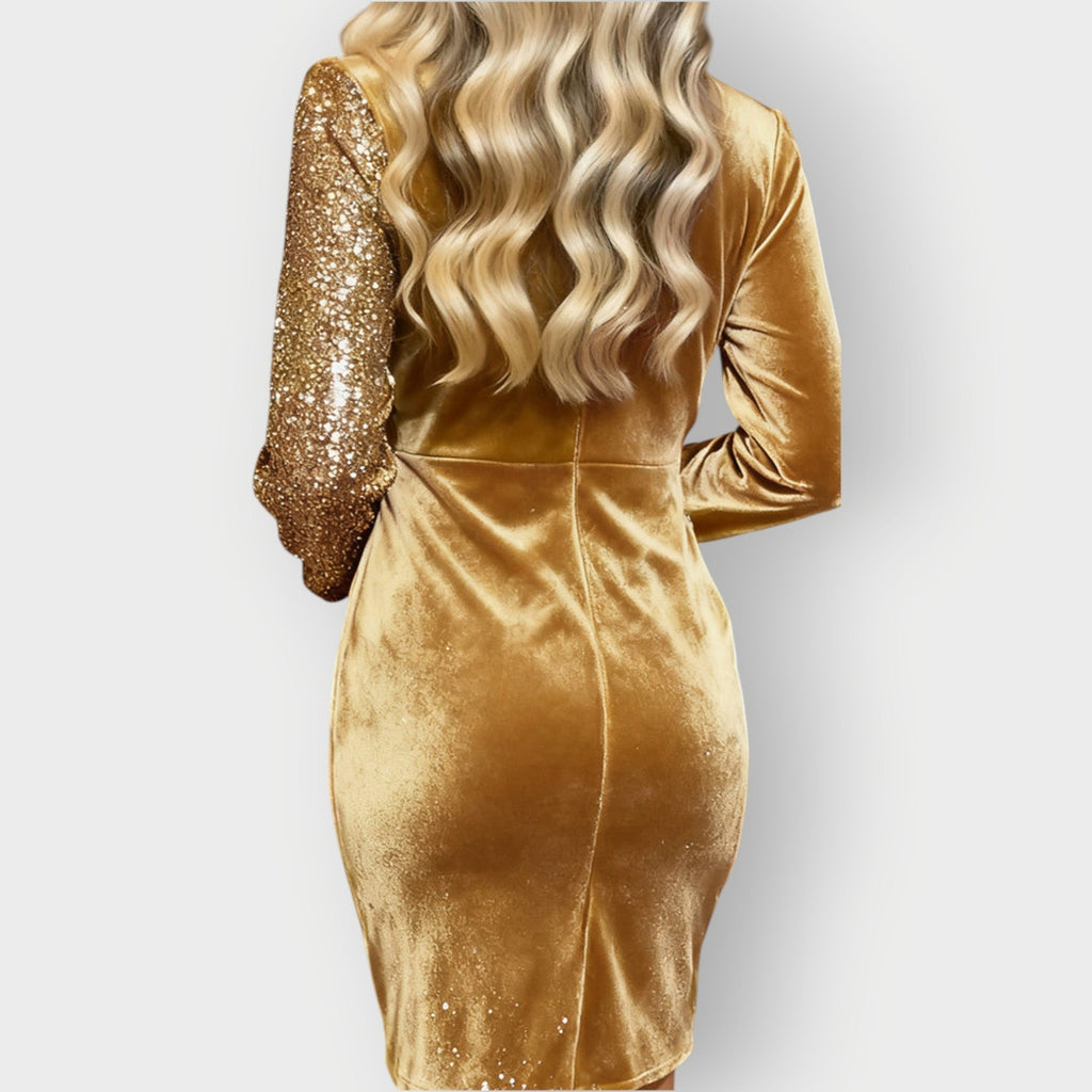 Robe de Cocktail pour Femmes | Manches Longues Asymétriques