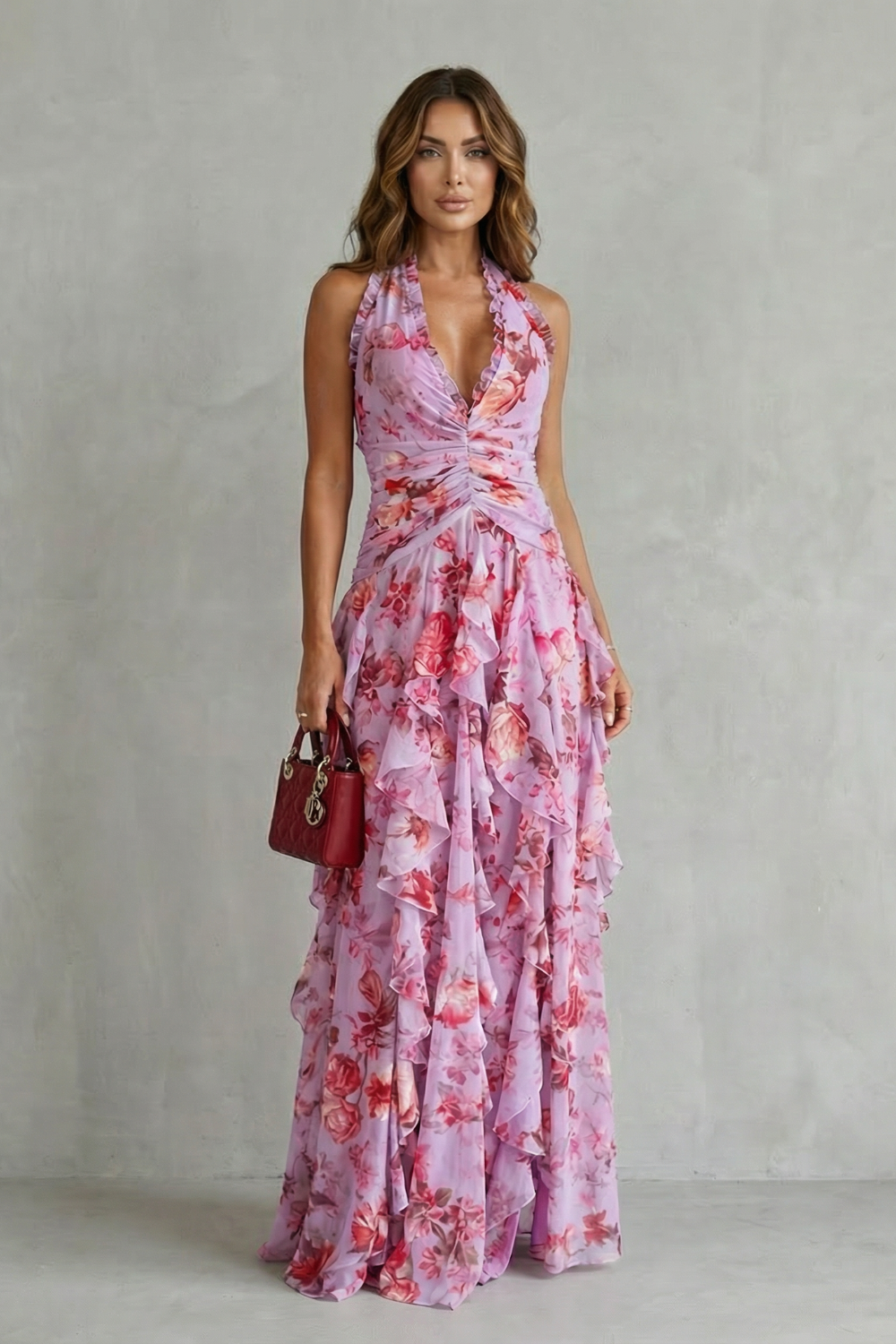 Belladina | Robe Maxi Florale pour Femmes avec Volants