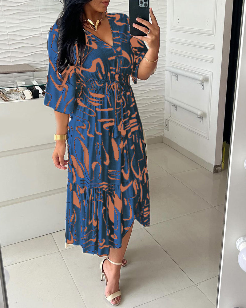 Robe imprimée à encre taille V