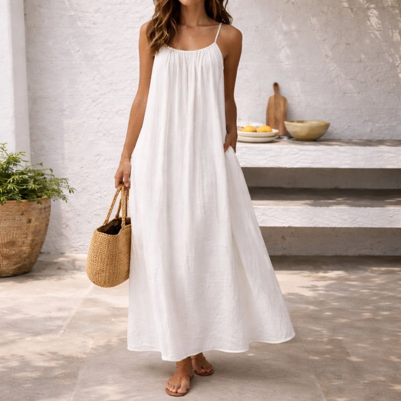 Robe Maxi Dos Nu à Bretelles Réglables pour Femme | Idéale pour les Journées Estivales et les Sorties Décontractées