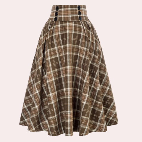 Jupe à carreaux élégante à taille haute pour femme | Midi