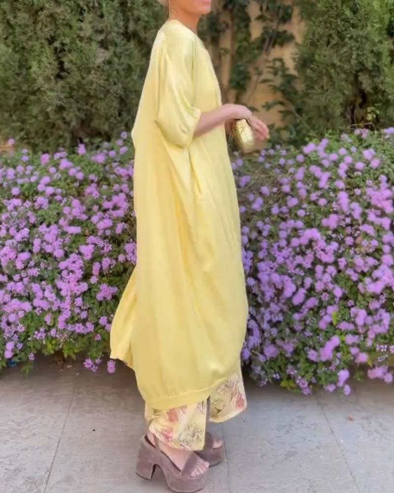 Robe Maxi Sans Manches + Ensemble Cardigan Assorti
