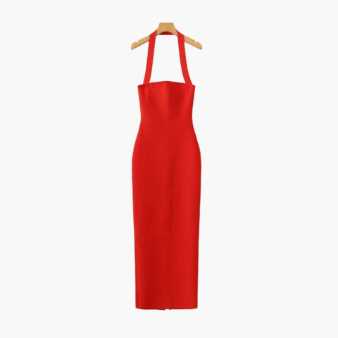 Robe extensible à col licou pour femme | Maxi