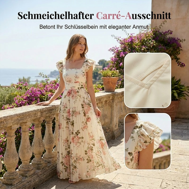 Elvinna | Robe maxi florale avec volants plissés