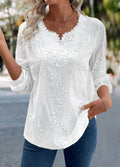 Elishara | Blouse brodée avec décolleté en V en dentelle
