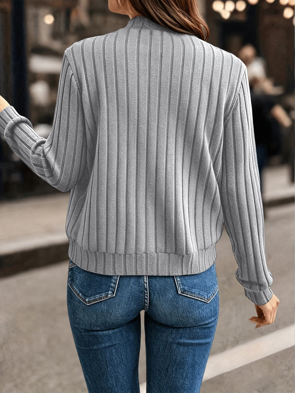 Cardigan femme côtelé avec fermeture zippée