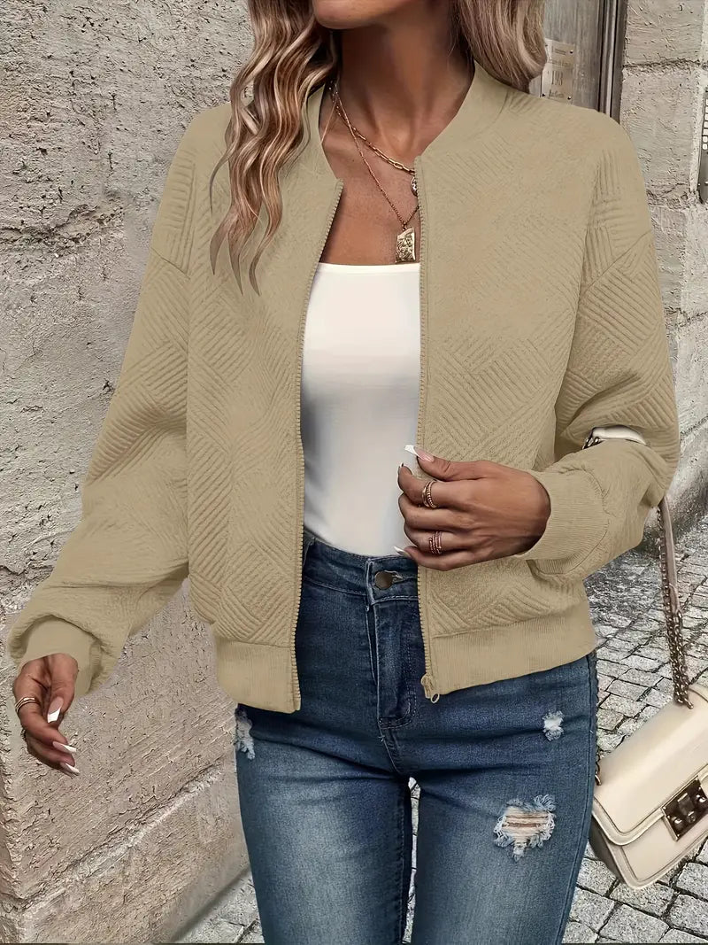 Sarah - Veste Bomber Structurée Élégante avec Fermeture Éclair