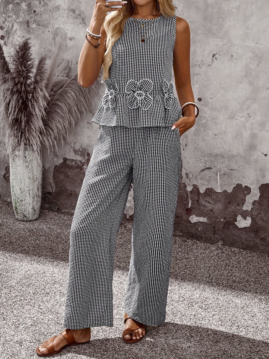 Ensemble Femme 2 Pièces | Pantalon Large Brodé