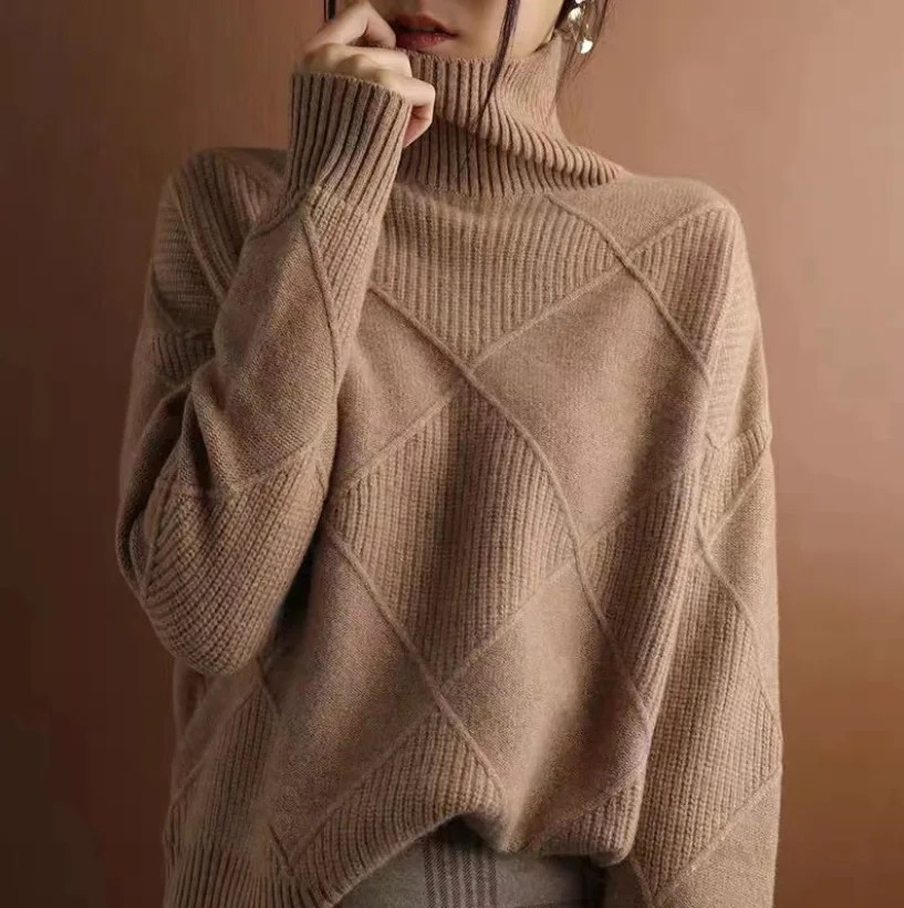 Karin - Pull Col Roulé Oversize Élégant