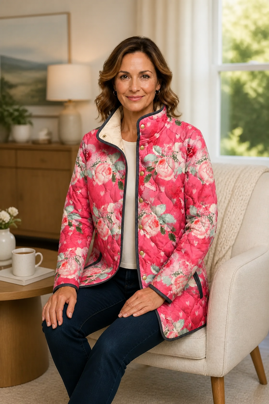 Lisa | Veste matelassée élégante et confortable pour femmes avec motif floral