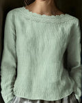 Blouse Col Rond Froncé Dentelle Panneau Unie