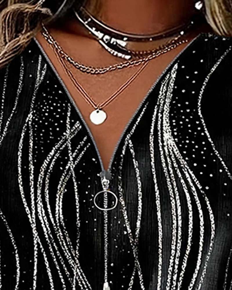 Blouse Fermeture Éclair Ligne Shimmer
