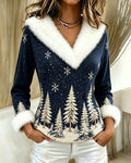 Pull Fuzzy Col Roulé Flocon de Neige de Noël