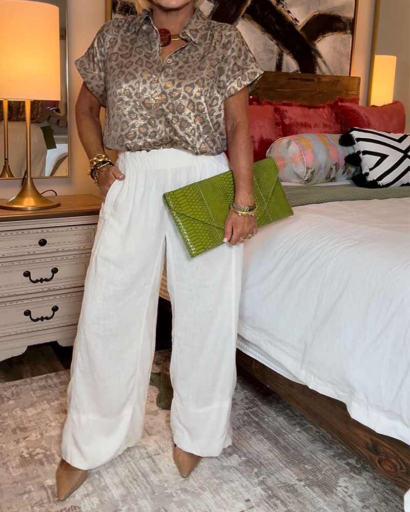 Blouse Décontractée Imprimé Léopard