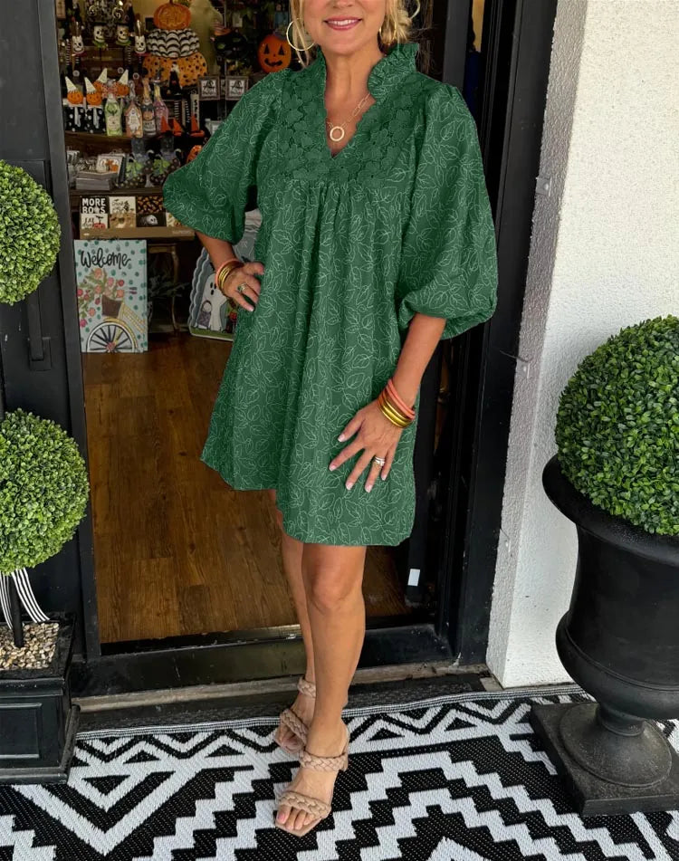 Faye | Robe Mini à Manches Bouffantes pour Femme en V