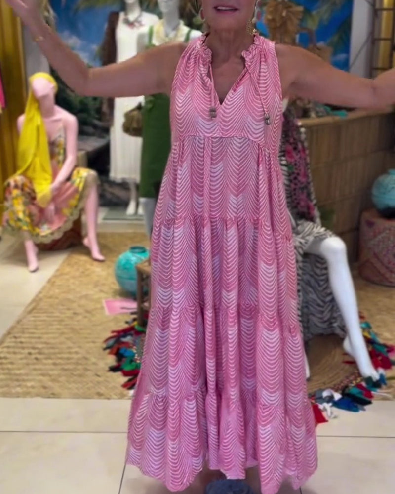 Robe Sans Manches Col V Nuque Étagée