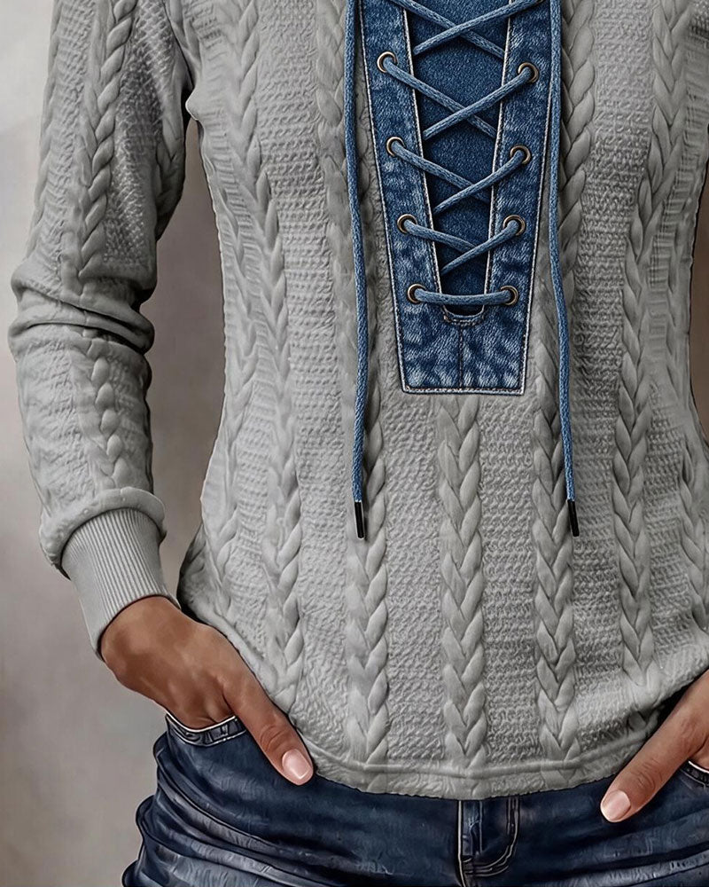 Sweat-shirt décontracté en patchwork