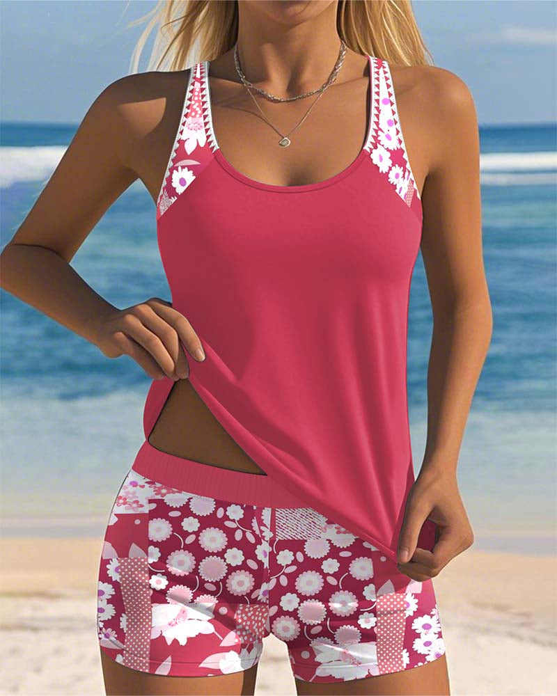 Maillot de bain boxer imprimé à débardeur