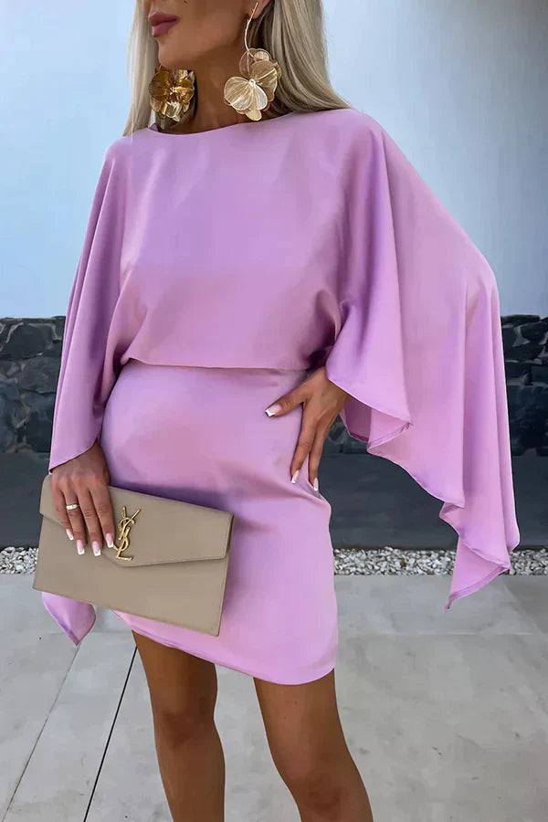 Cleo | Robe Mini à Manches Cape pour Femmes en Bodycon Cocktail