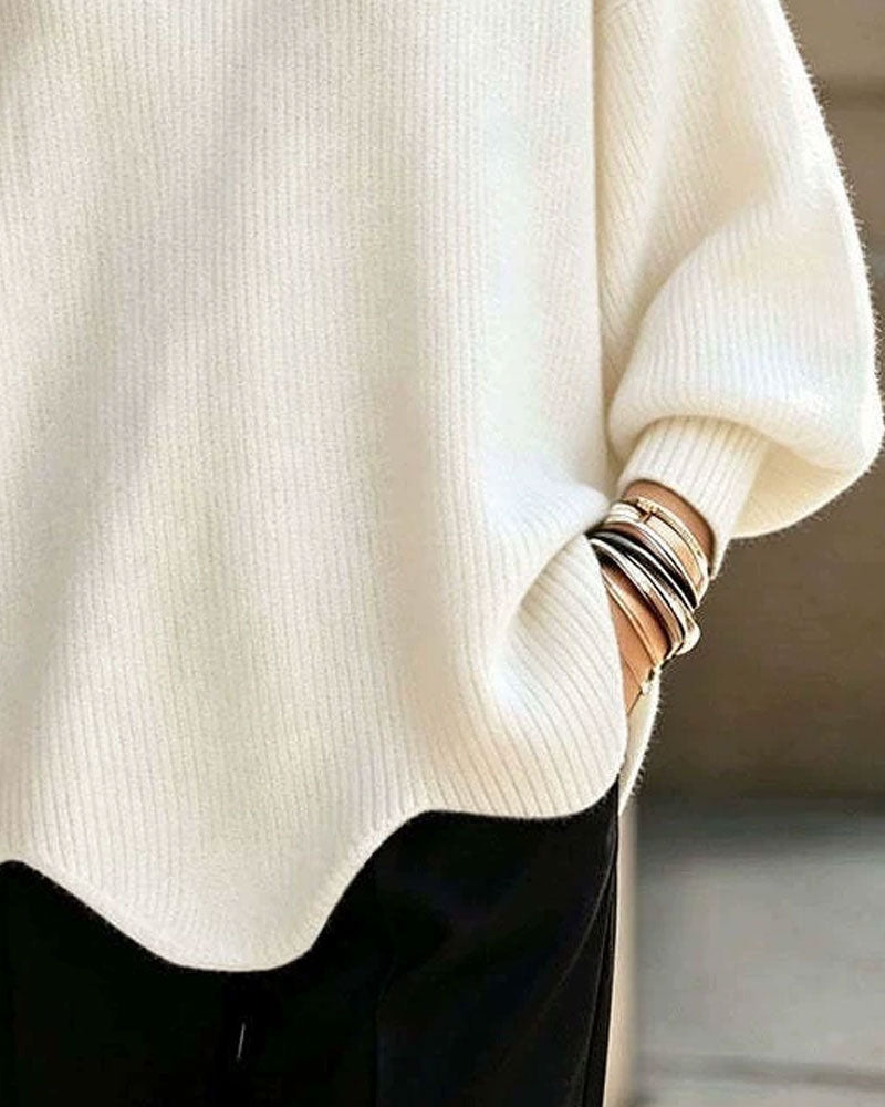 Pull à col en couleur unie