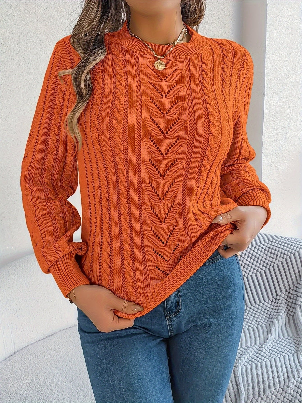 Laura | Pull en tricot à torsades classique et douillet avec col rond