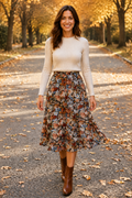 Ruchel | Jupe maxi florale pour femmes avec taille élastique à cordon