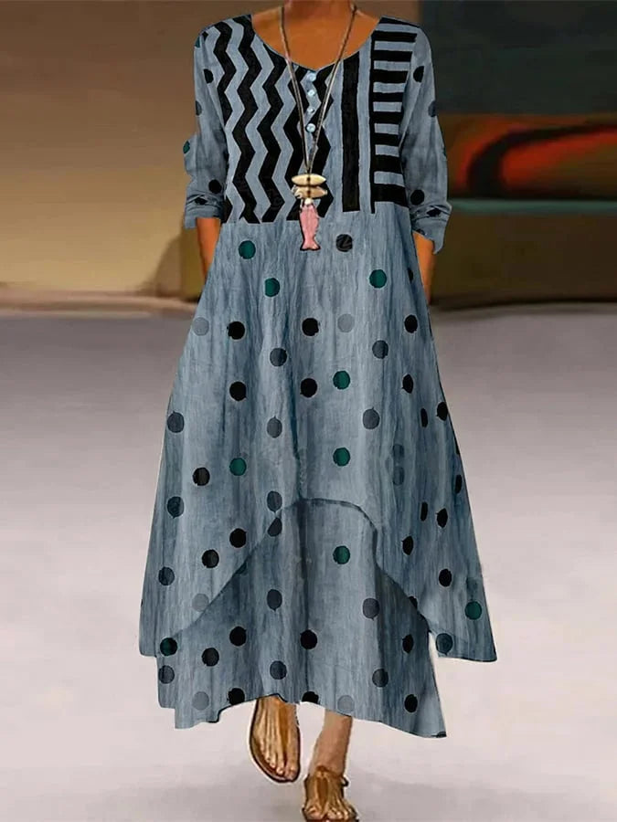 MW | Robe maxi à pois et motif géométrique