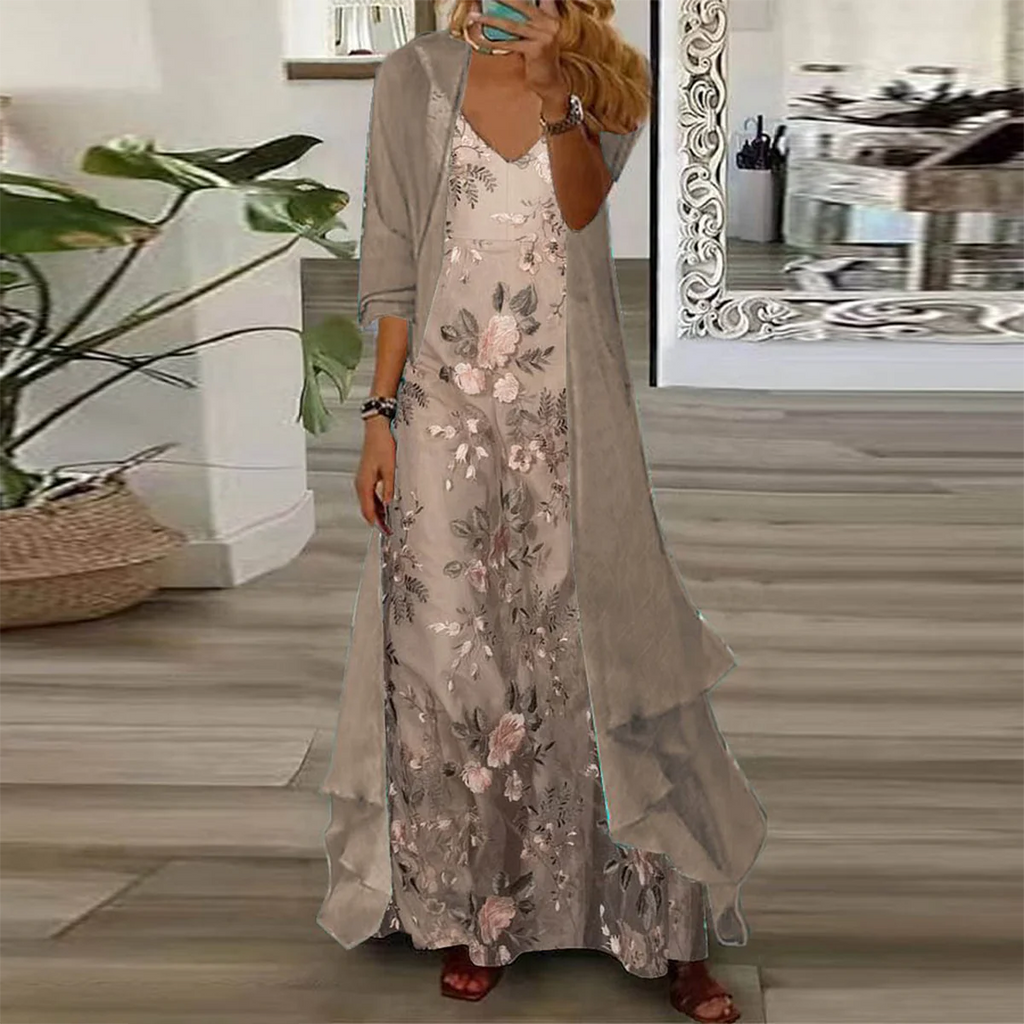 Edda™ - Ensemble de robe maxi fleuri en deux parties