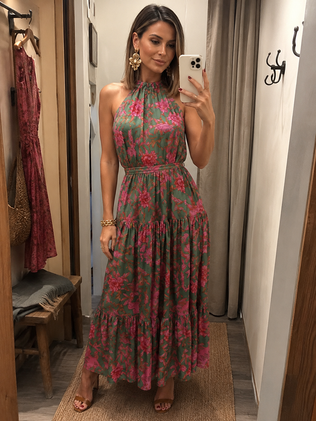 Rambell | Robe dos nu drapée avec imprimé floral