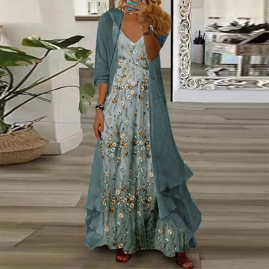 Edda™ - Ensemble de robe maxi fleuri en deux parties