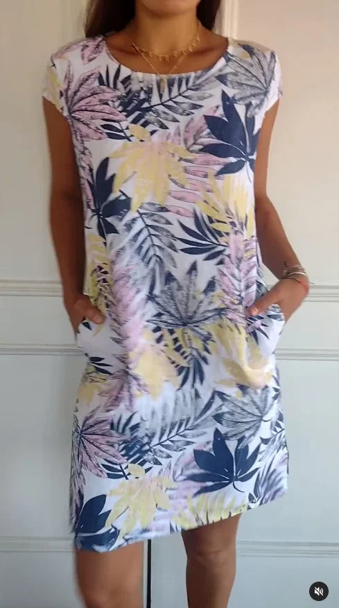 Robe d'été pour femmes avec poches et imprimé vif