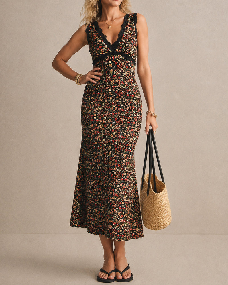 Robe Décontractée Col-V Dentelle
