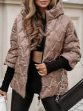 Veste femme matelassée à capuche avec motif diamant