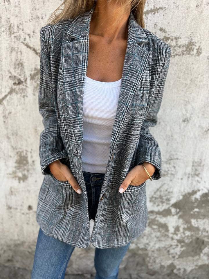 Olivia | Blazer à motif tartan élégant et décontracté