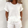 Ensemble femme léger avec t-shirt et short taille élastique