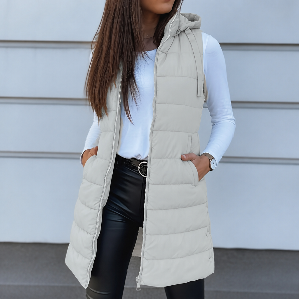 Amelie | Gilet Puffer Long Élégant et Polyvalent pour Femmes