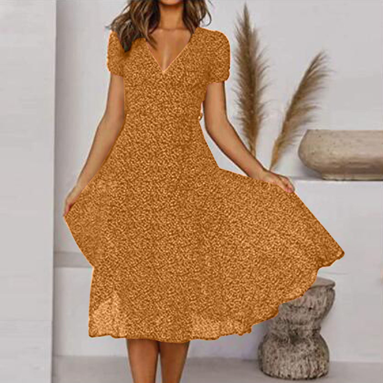 MW | Robe midi portefeuille à décolleté en V