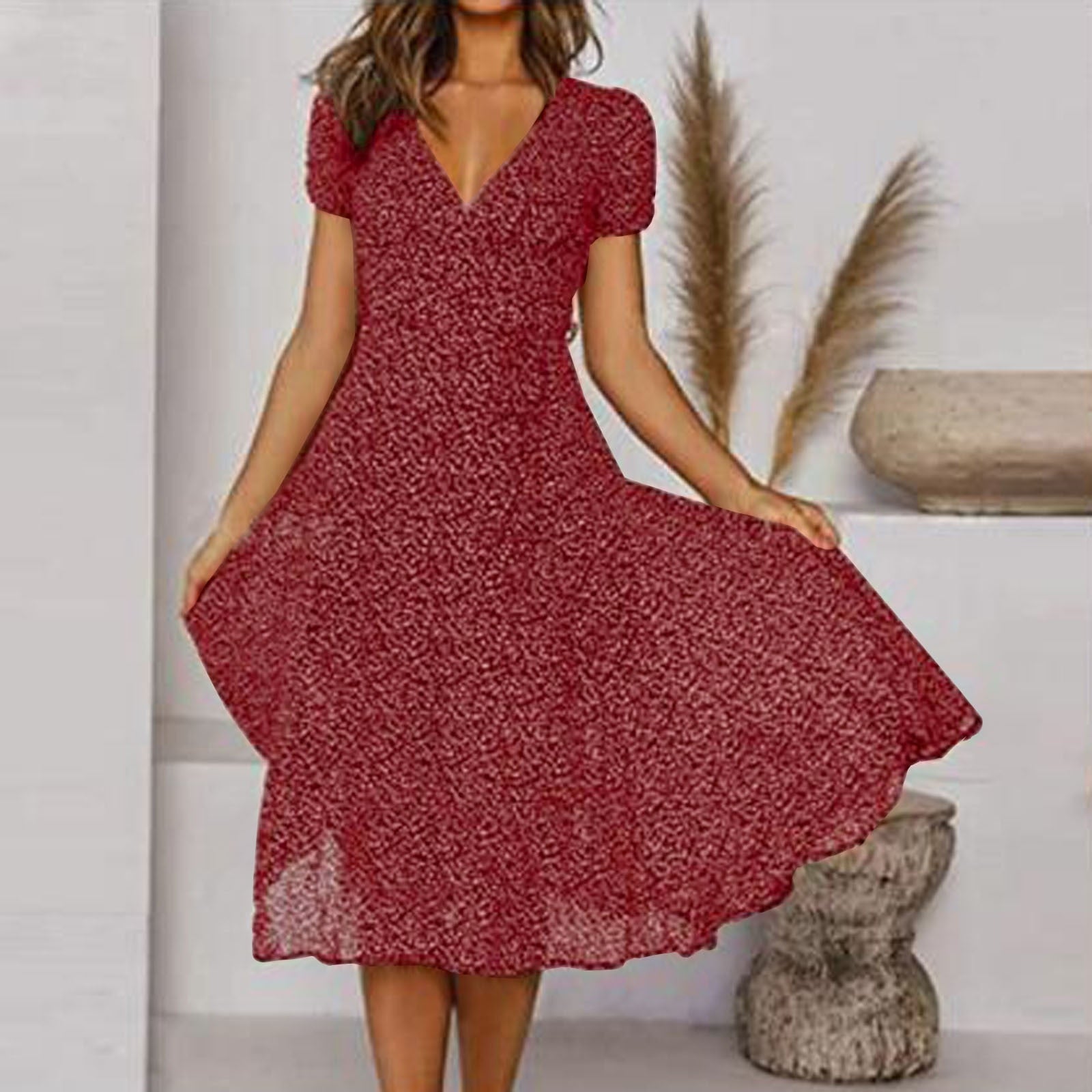 MW | Robe midi portefeuille à décolleté en V
