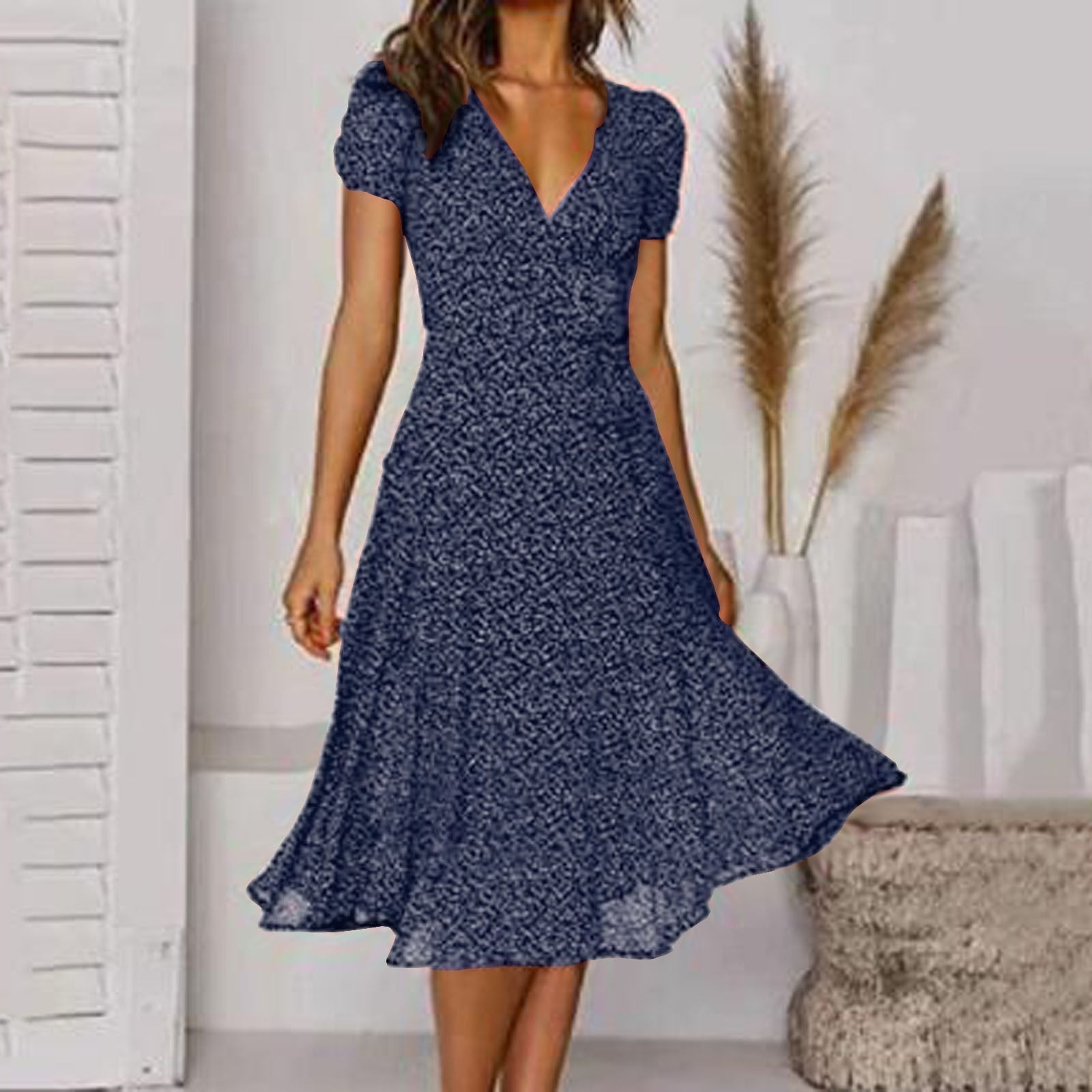 MW | Robe midi portefeuille à décolleté en V