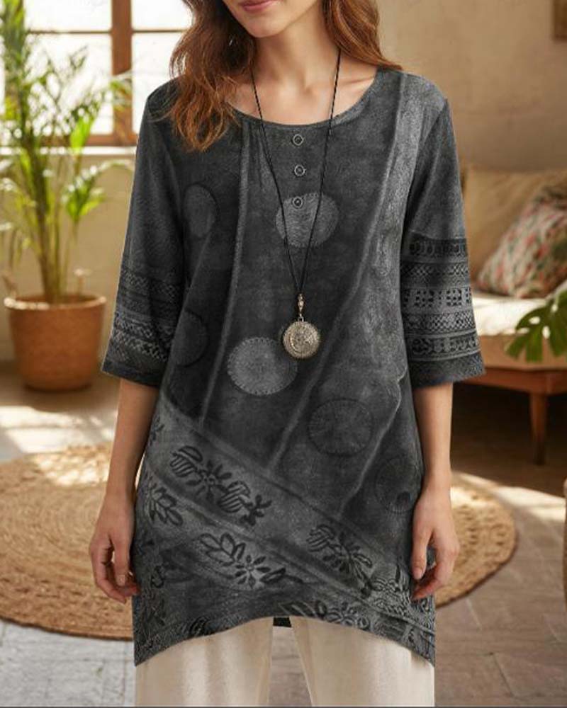 T-Shirt Col Rond Asymétrique