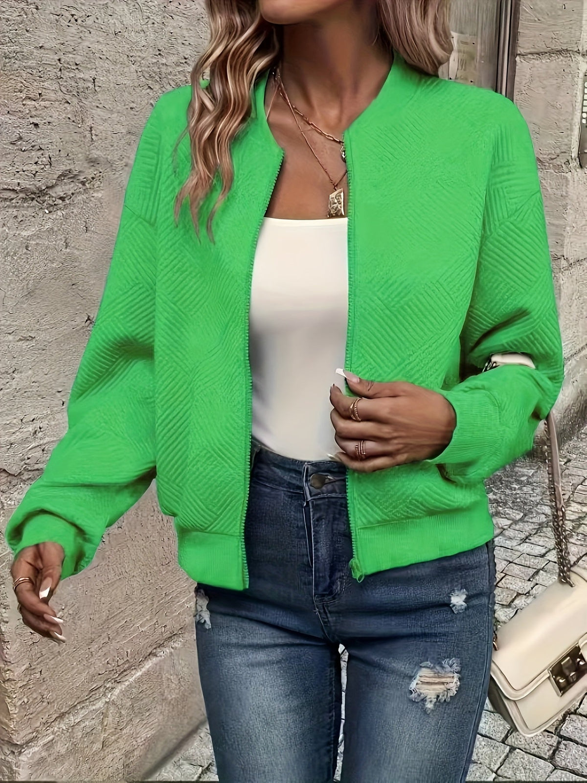 Sarah - Veste Bomber Structurée Élégante avec Fermeture Éclair